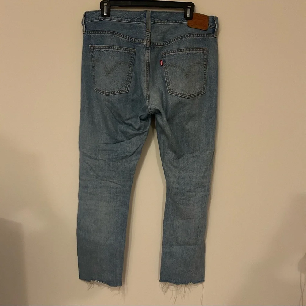 Levi's 501 Jeans Slim Taper Denim Distressed Blue Men's 30 W 28 L 100% Cotton